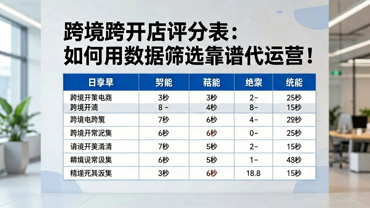 跨境开店评分表:如何用数据筛选靠谱代运营